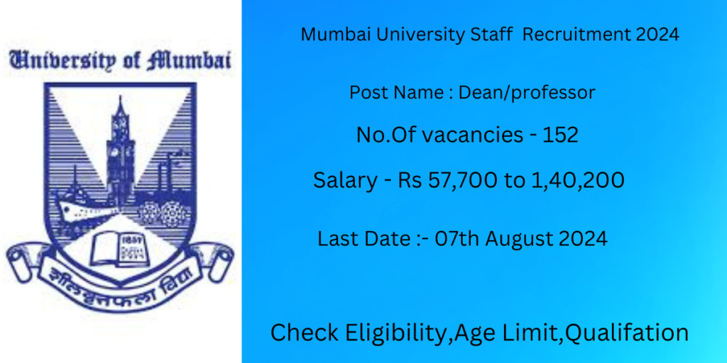 Mumbai University Staff Recruitment 2024